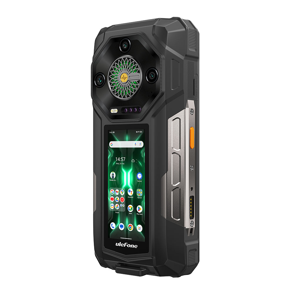 Ulephone Armor 33 Pro 5G Téléphone Rugged Double Écran, Écran 6,95" FHD 120 Hz + 3,4", 25500 mAh (66 W) 32 Go + 512 Go, 50 MP + 50 MP + 64 MP + 32 MP, Infinite Halo, Haut-Parleur 118 dB Double SIM, NFC