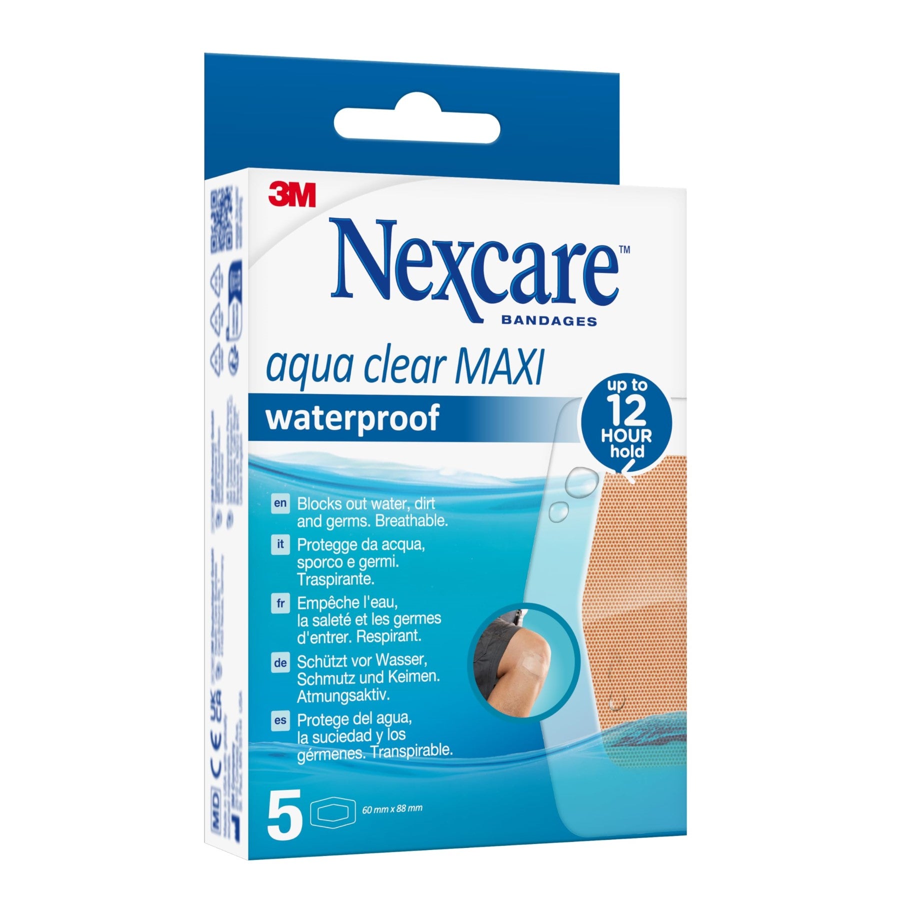 NEXCARE™ Aqua Clear MAXI Pansements Imperméables, 60 mm x 88 mm, Lot de 5