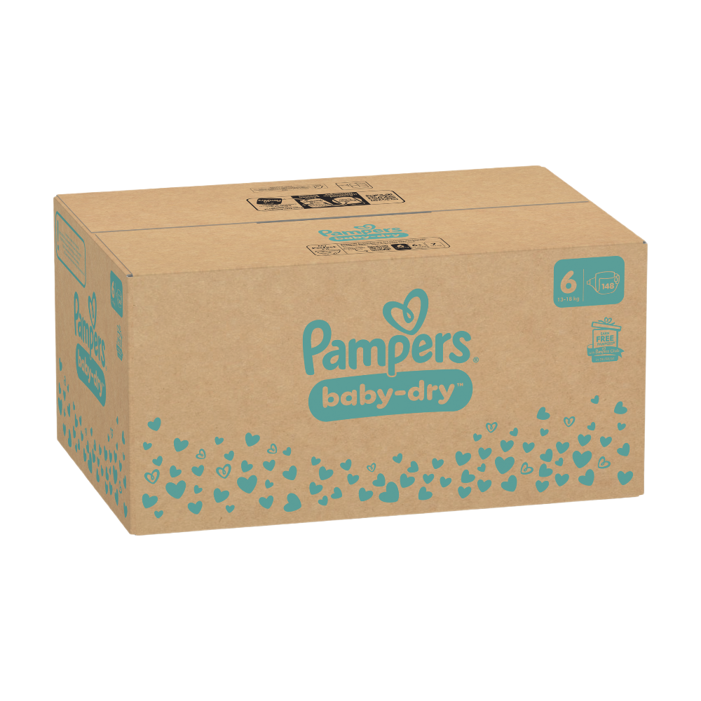 PAMPERS Baby-Dry Pack 1 Mois, Taille 6, 148 couches