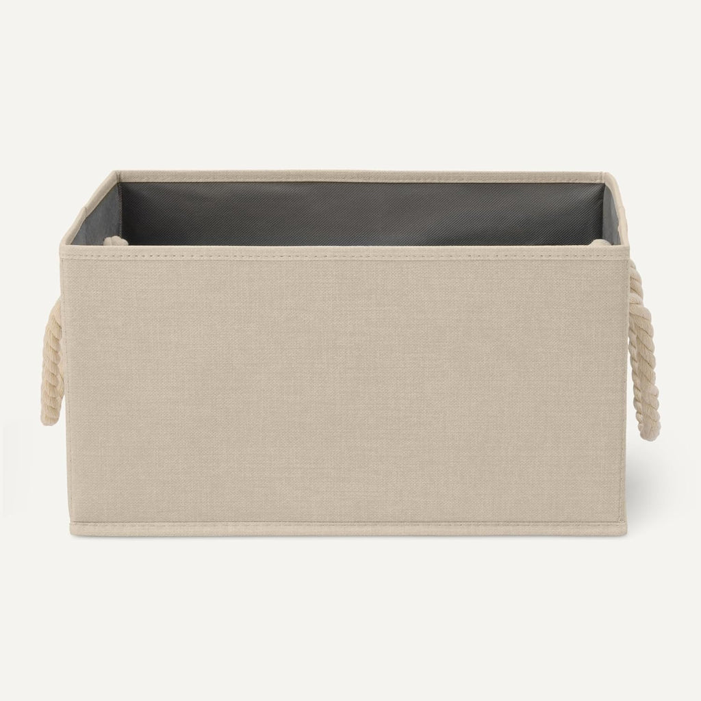 ANQI Lot de 3 boîtes de rangement pliables en lin avec poignées en corde