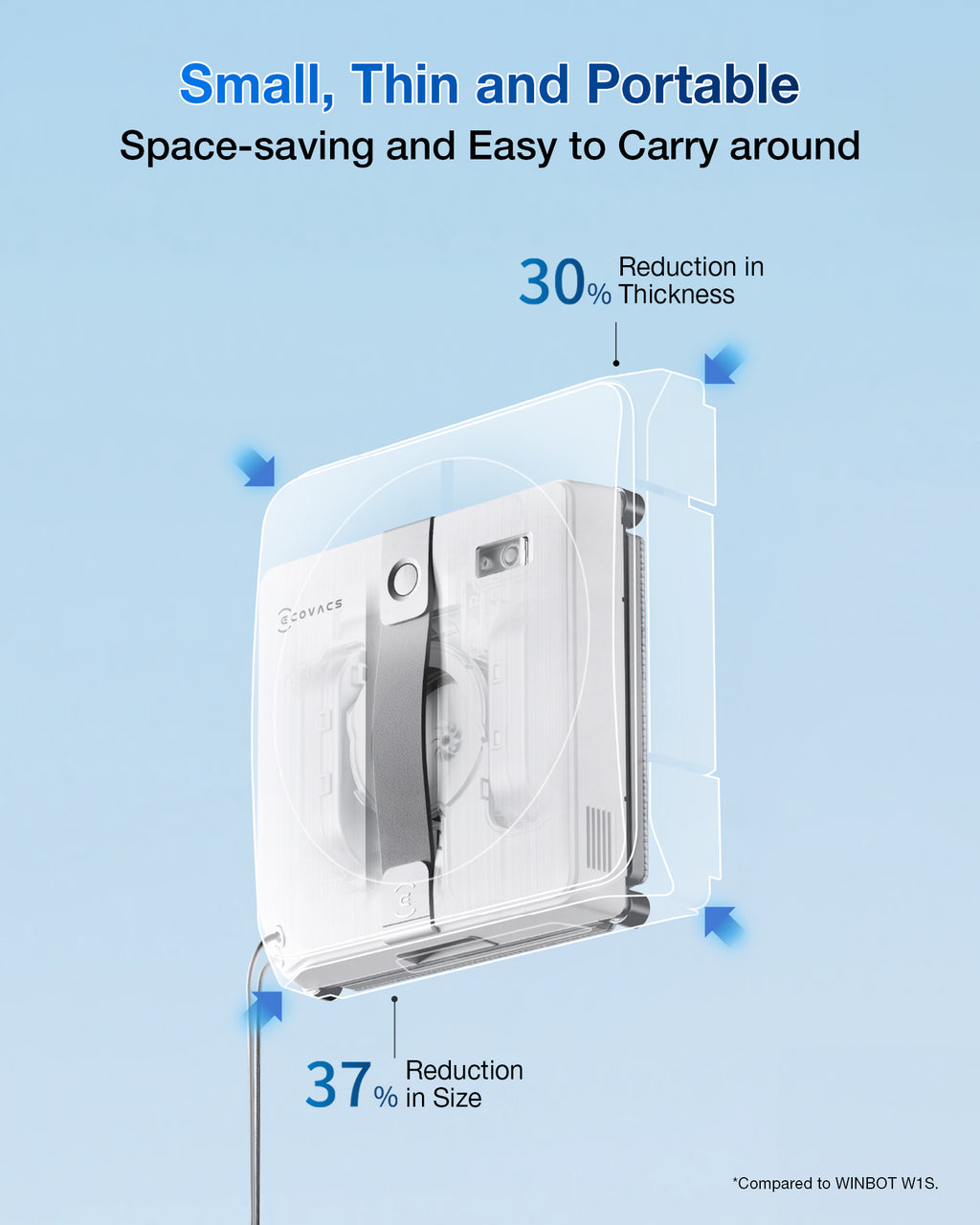 ECOVACS mini 2 (blanc/argent) est un robot lave-vitres intelligent doté d’un système de pulvérisation ultrasonique