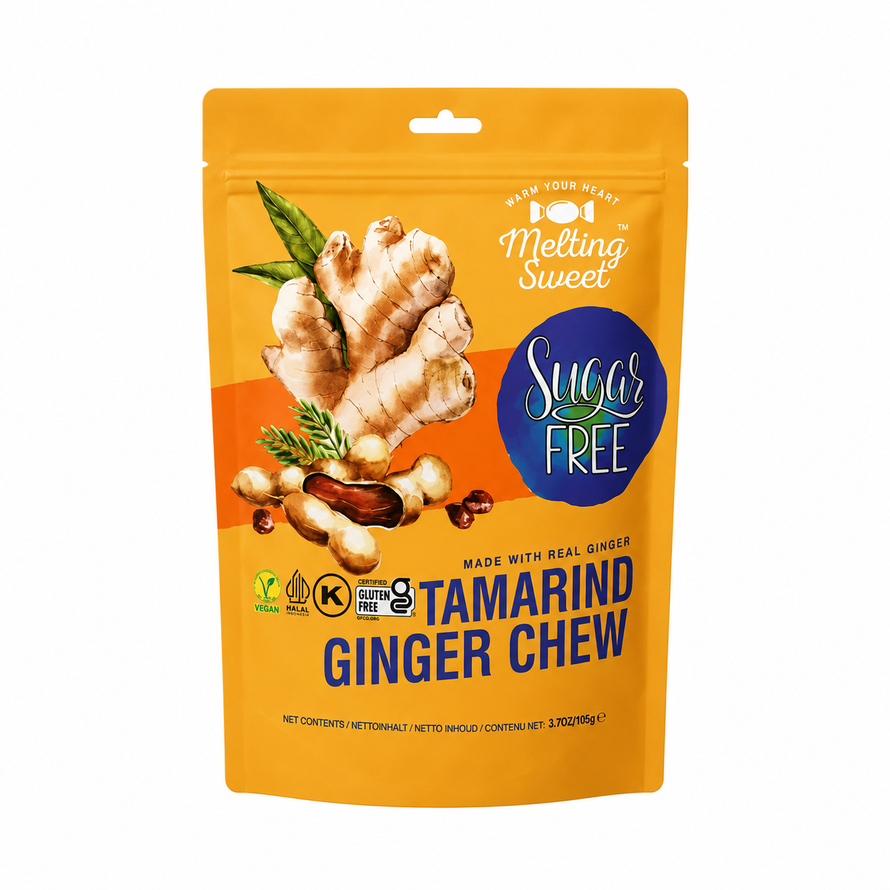 MELTING SWEET Bonbons tendres tamarin et gingembre (Sans Sucre) 105 g