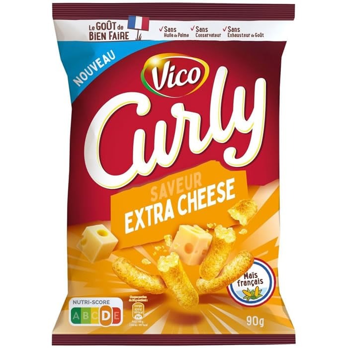 VICO Snack de maïs soufflé extra fromage aux boucles, 90 g