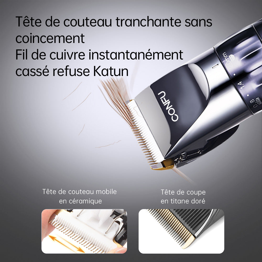 CONFU T90 Tondeuse à cheveux électrique adultes et enfants, ensemble d'outils de coiffure pour usage autonome à domicile et en salon de coiffure