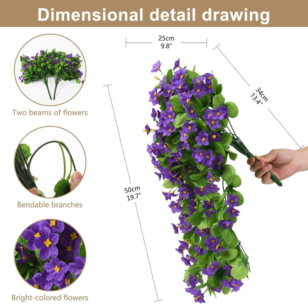 Yuejia 2 pièces plantes à fleurs suspendues artificielles 30,7 po / 78 cm, Décoration extérieure printemps été