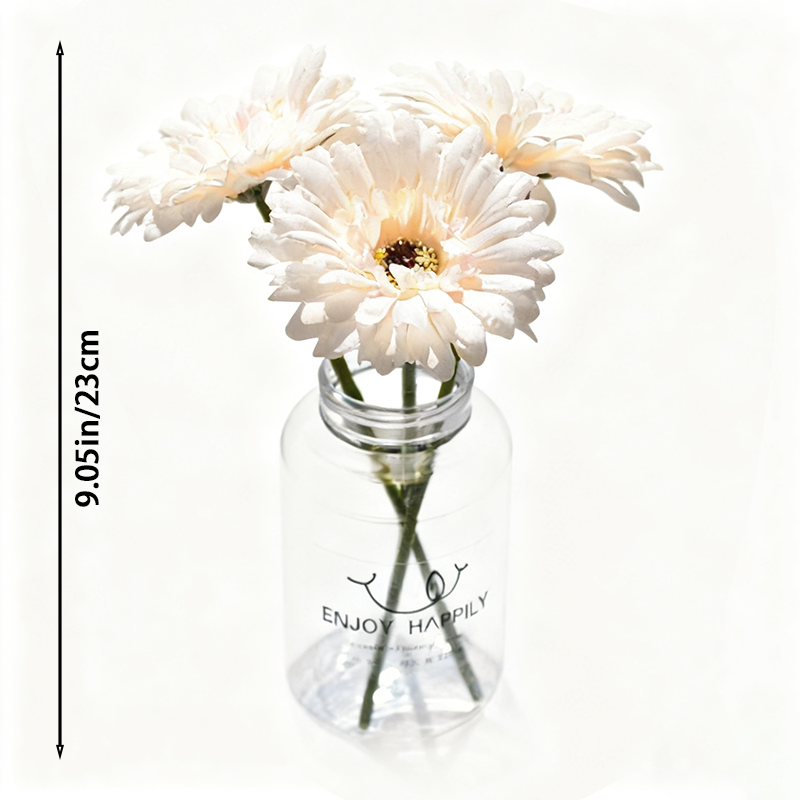 Yuejia 3 Pièces 9,05 in / 23 cm Fleurs de Gerbera en Soie Artificielle Mariage Maison Terrasses Décoration de Table Faux Chrysanthème Pivoine Fête Décoration de Maison (Champagne)