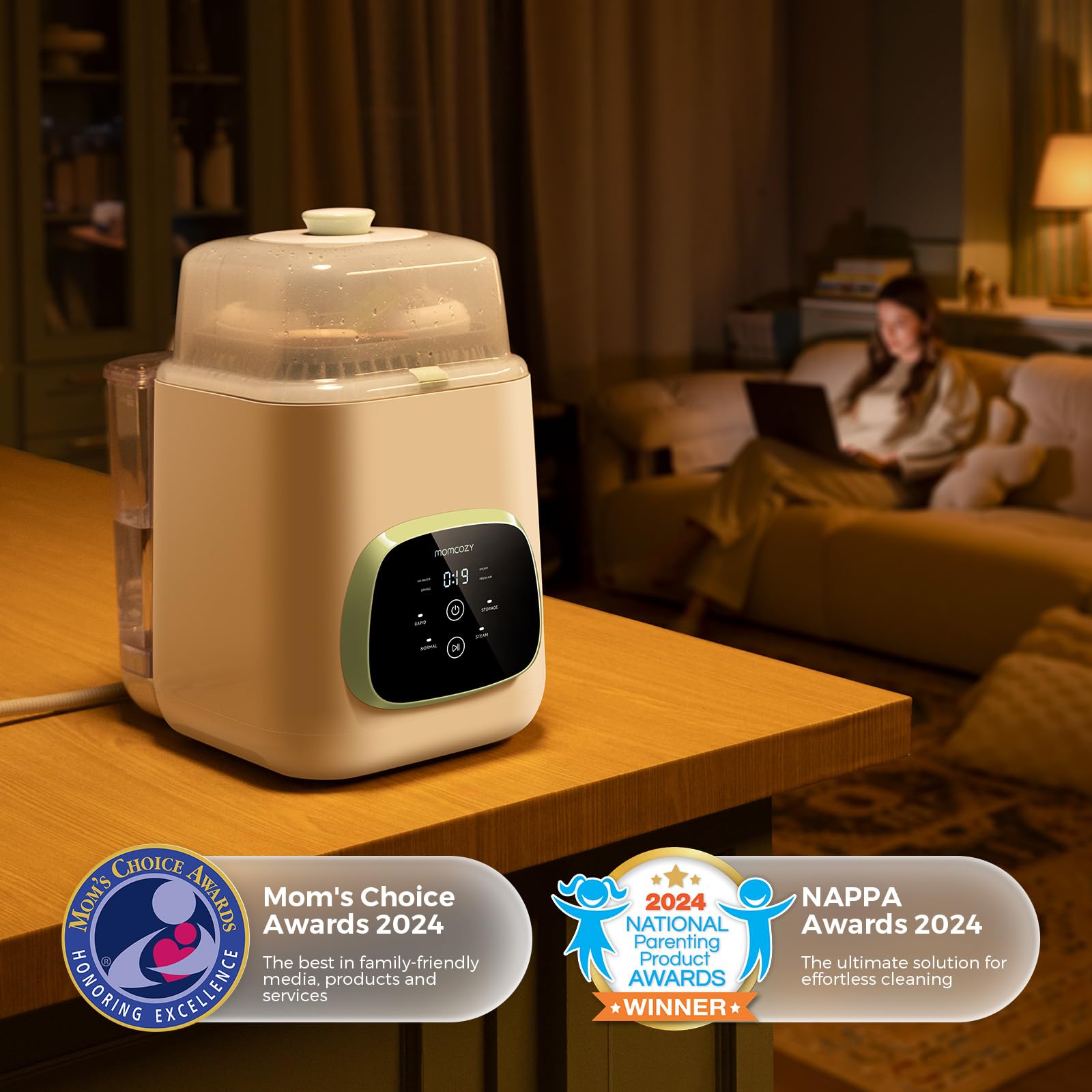 Momcozy KleanPal Pro Lave-biberons, stérilisateur et sèche-biberons tout-en-un, Machine de nettoyage automatique pour biberons et accessoires de tire-lait