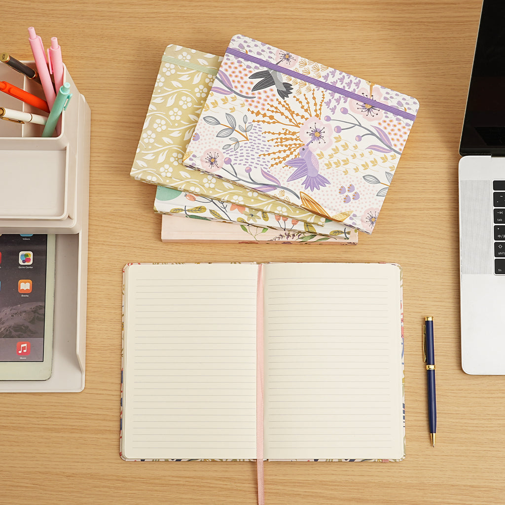JUBILUU Carnet ligné A5 à couverture rigide en tissu floral 96 pages - Midnight Blossom