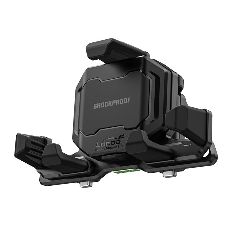 LOBOO PH06 Support de téléphone anti-vibration - Amortissement magnétique + charge sans fil 15 W - Support de moto en aluminium (convient aux téléphones de 4,7 à 7,2 pouces)