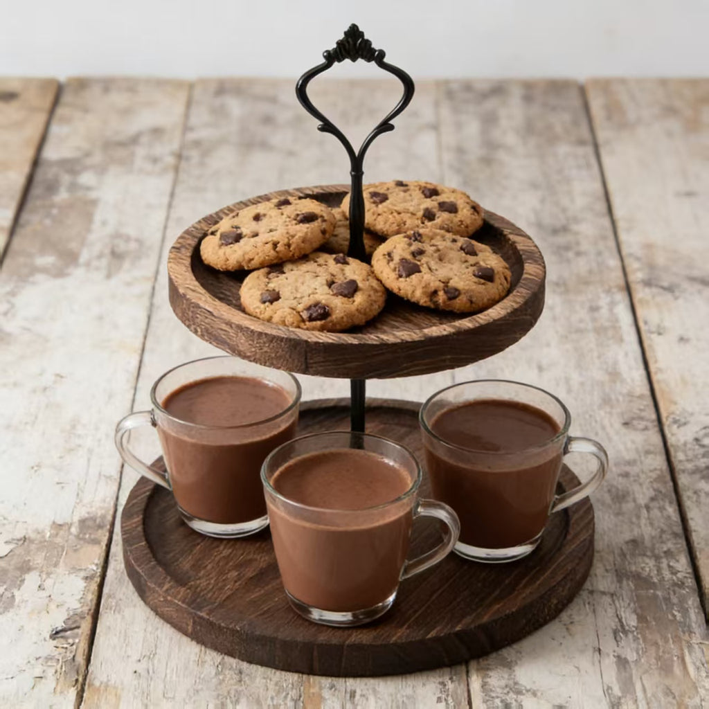YumiPLUS Présentoir à cupcakes en bois à 2 niveaux, 1 ensemble