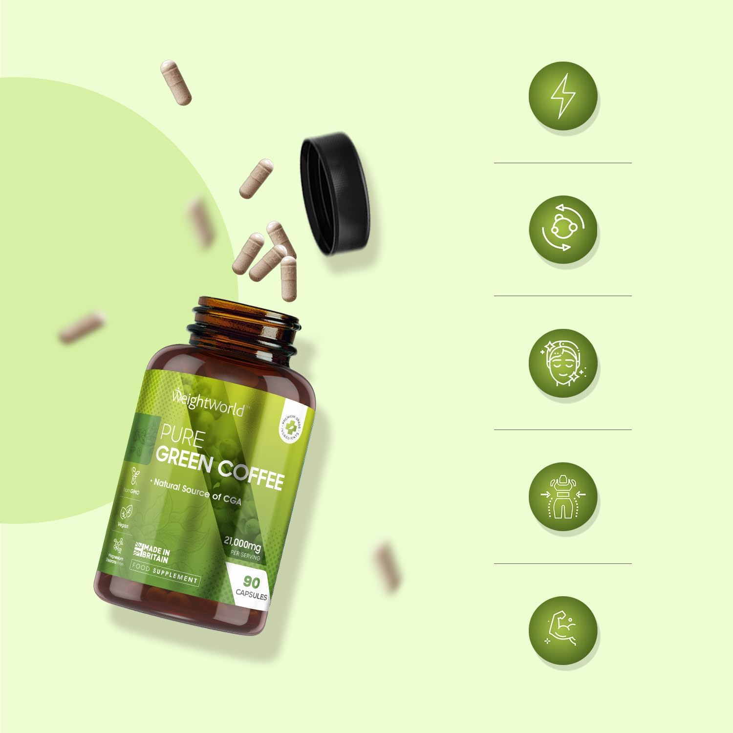 WeightWorld Café vert Pur 21000 mg 90 gélules