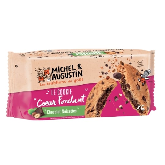 MICHEL ET AUGUSTIN Cookies aux Pépites de Chocolat et Cœur Fondant Noisettes 180g