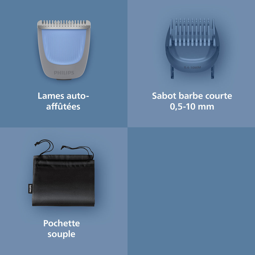 Philips Beard Trimmer Series 3000 BT3619/15 - Tondeuse à Barbe Rechargeable - 20 Hauteurs de Coupe - Lift & Trim - 100 % Étanche - Noir