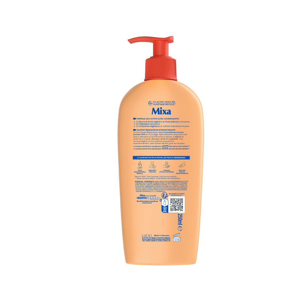 Mixa Lait Corporel Réparateur pour Peaux Extra Sèches, 250 ml