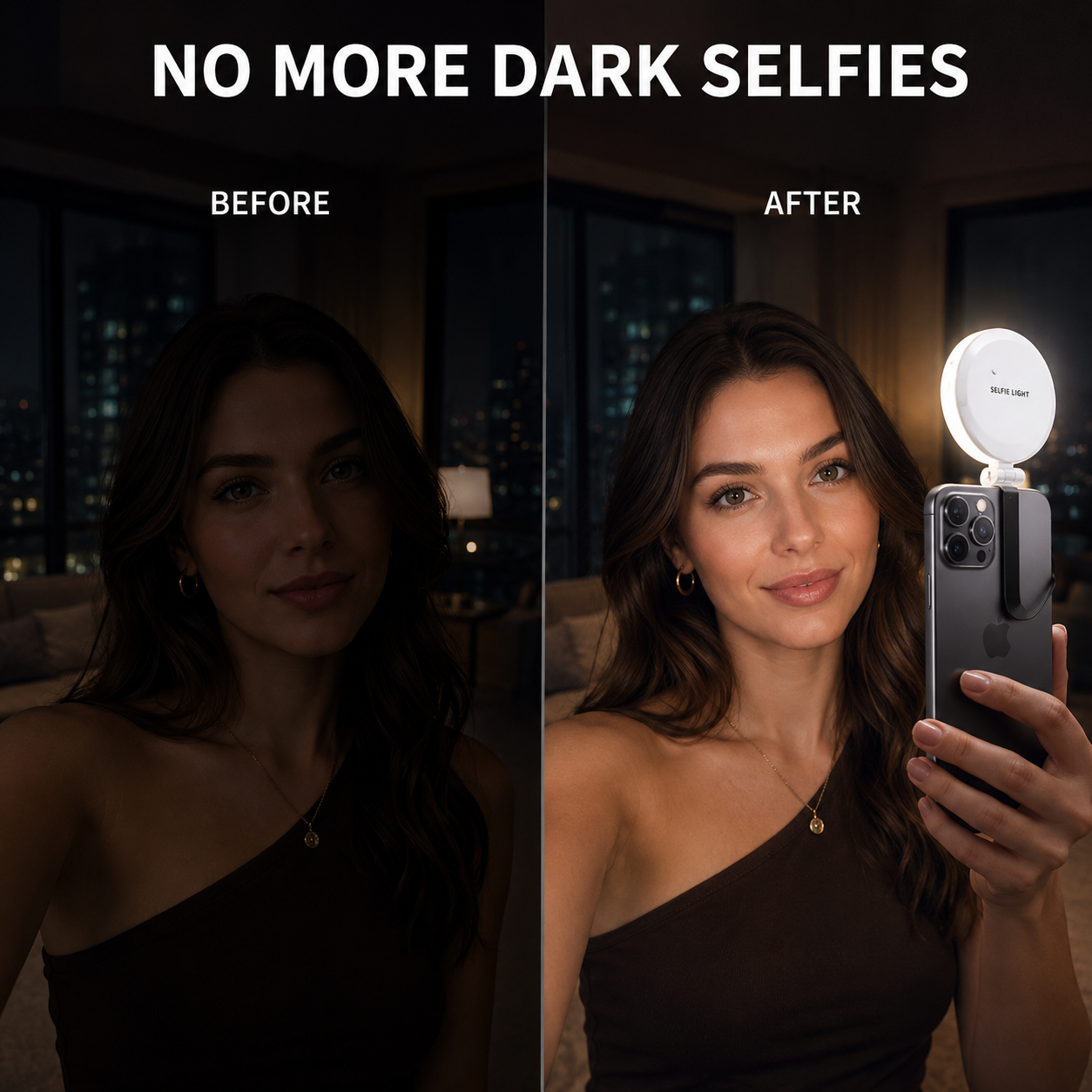 VoxorAI M28 Noir Éclairage d’appoint pour égoportraits, miroir avec fixation magnétique. Qualité IRC 95+, bande lumineuse LED 360° et miroir en un. Compatible avec iPhone/Android
