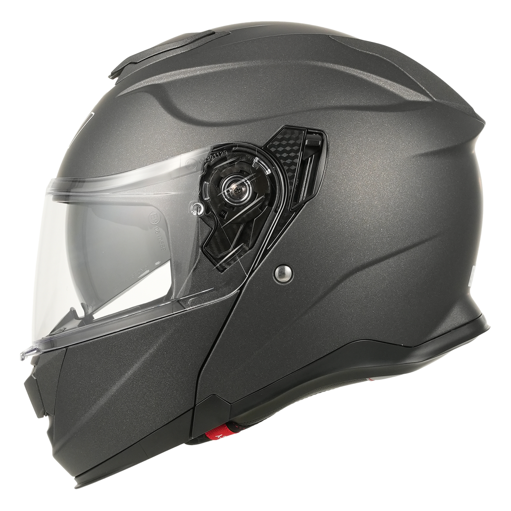 MY-935 Casque de moto intégral modulaire à visière relevable, certifié ECE 22.06, casque de moto à double visière, unisexe pour hommes et femmes, titane mat, taille XXL