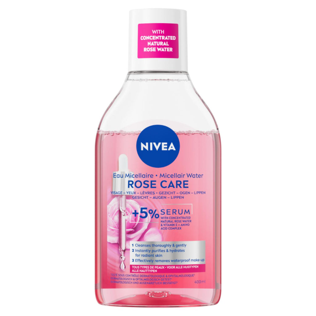 NIVEA Eau Micellaire Démaquillante Visage Infusée au Sérum Eau de Rose 400 ml