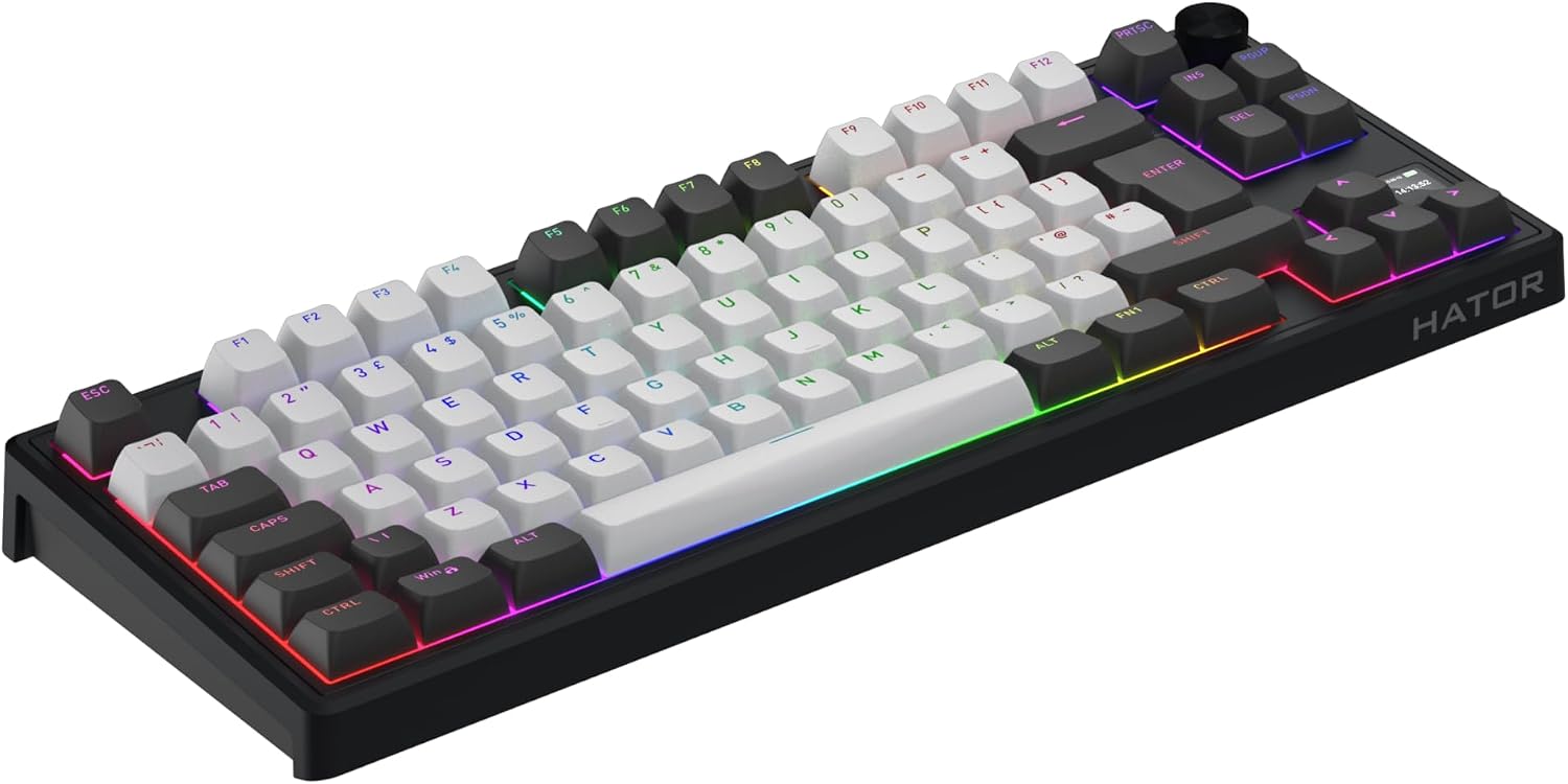 Hator Clavier Gamer sans fil magnétique Skyfall 80 Pro TKL RGB - AZERTY - Noir