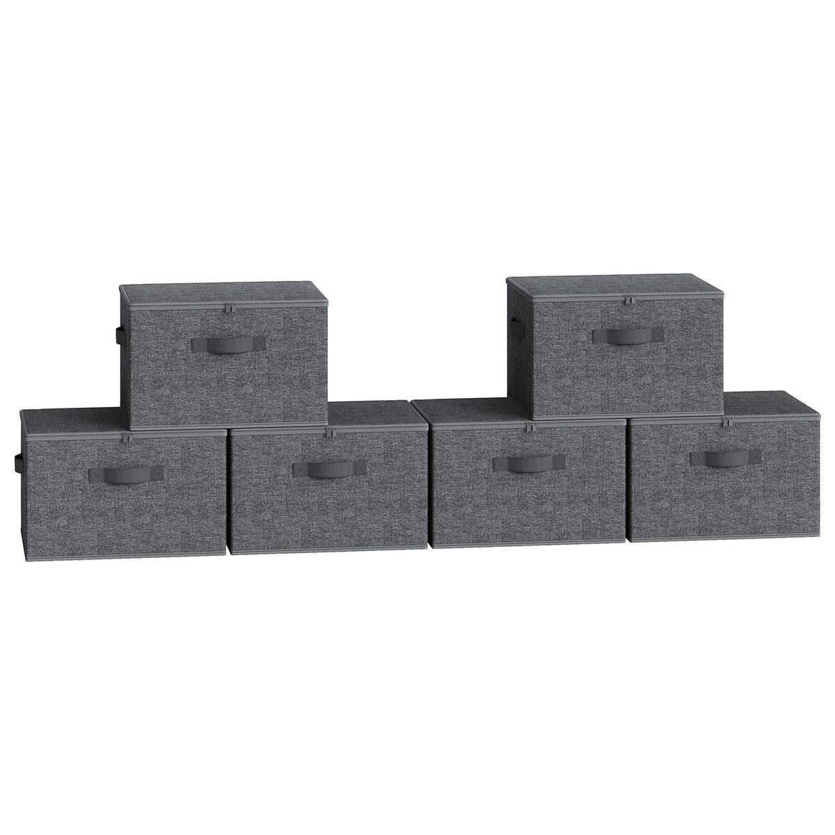 JOYFURNOS Boîtes de rangement pliables, lot de 6, organiseur de vêtements zippé avec couvercles solides et poignées renforcées, grande capacité de 30L par boîte