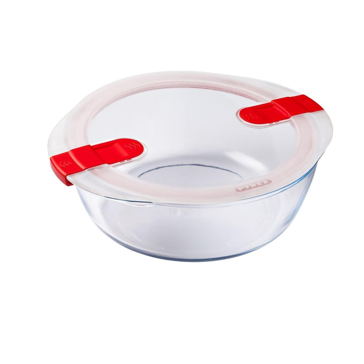 PYREX Récipient hermétique rouge pour cuisson et chauffe - 2,3 L - 26 x 23 x 8 cm