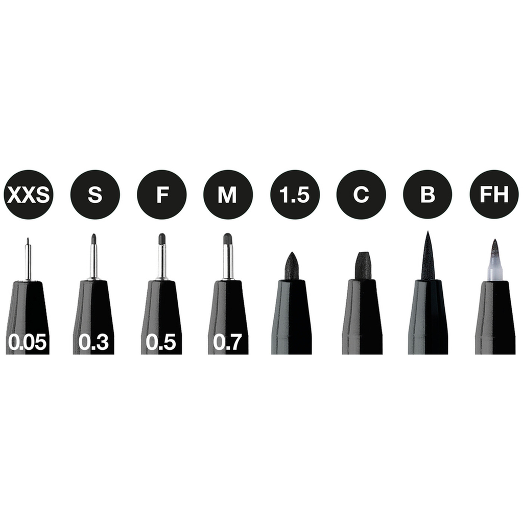 Faber-Castell Pitt Artist Lot de 8 stylos à l'encre de Chine - Noir