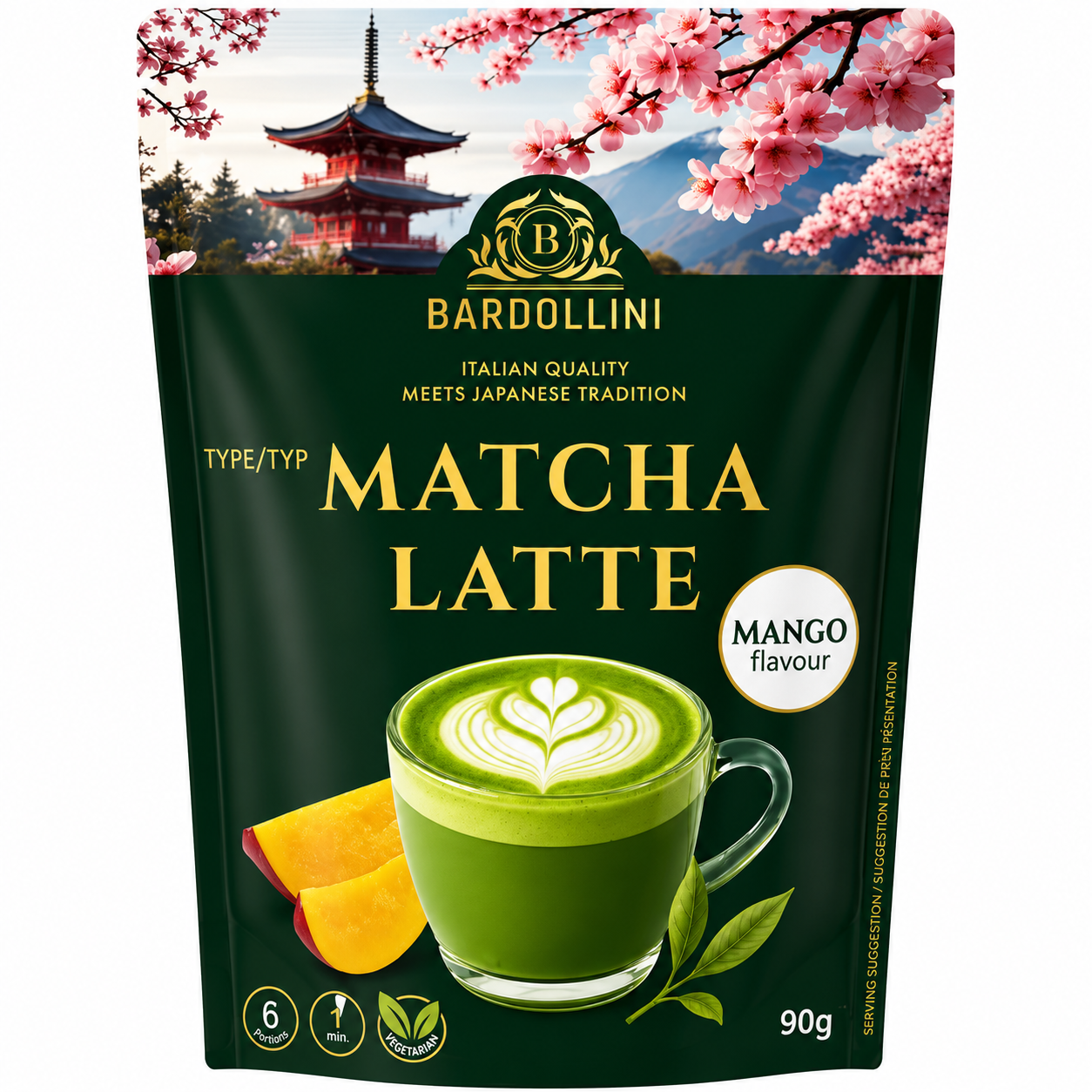 Bardollini Boisson instantanée matcha latte mangue 90 g