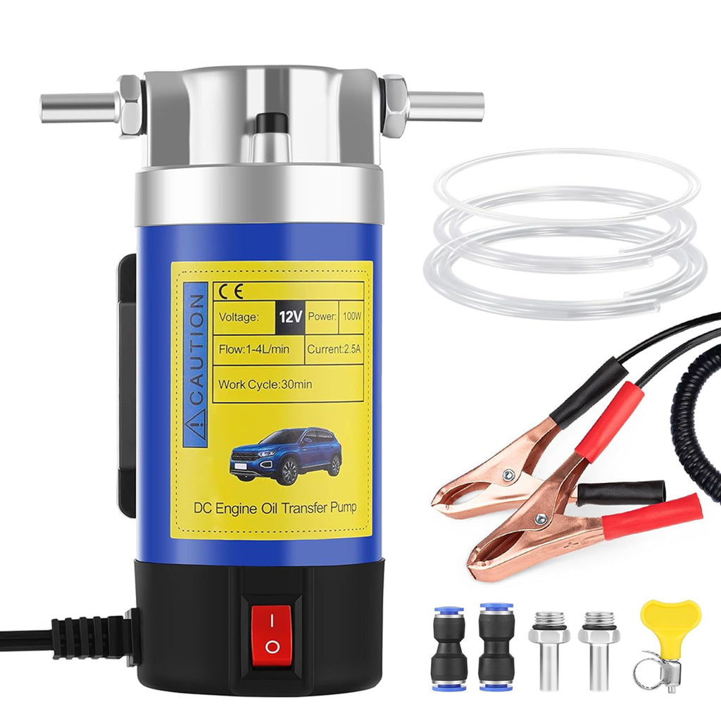 EAFC Pompe à huile portable 12 V, débit 1 à 4 l/min avec extraction-aspiration de liquide pour voitures, motos et bateaux