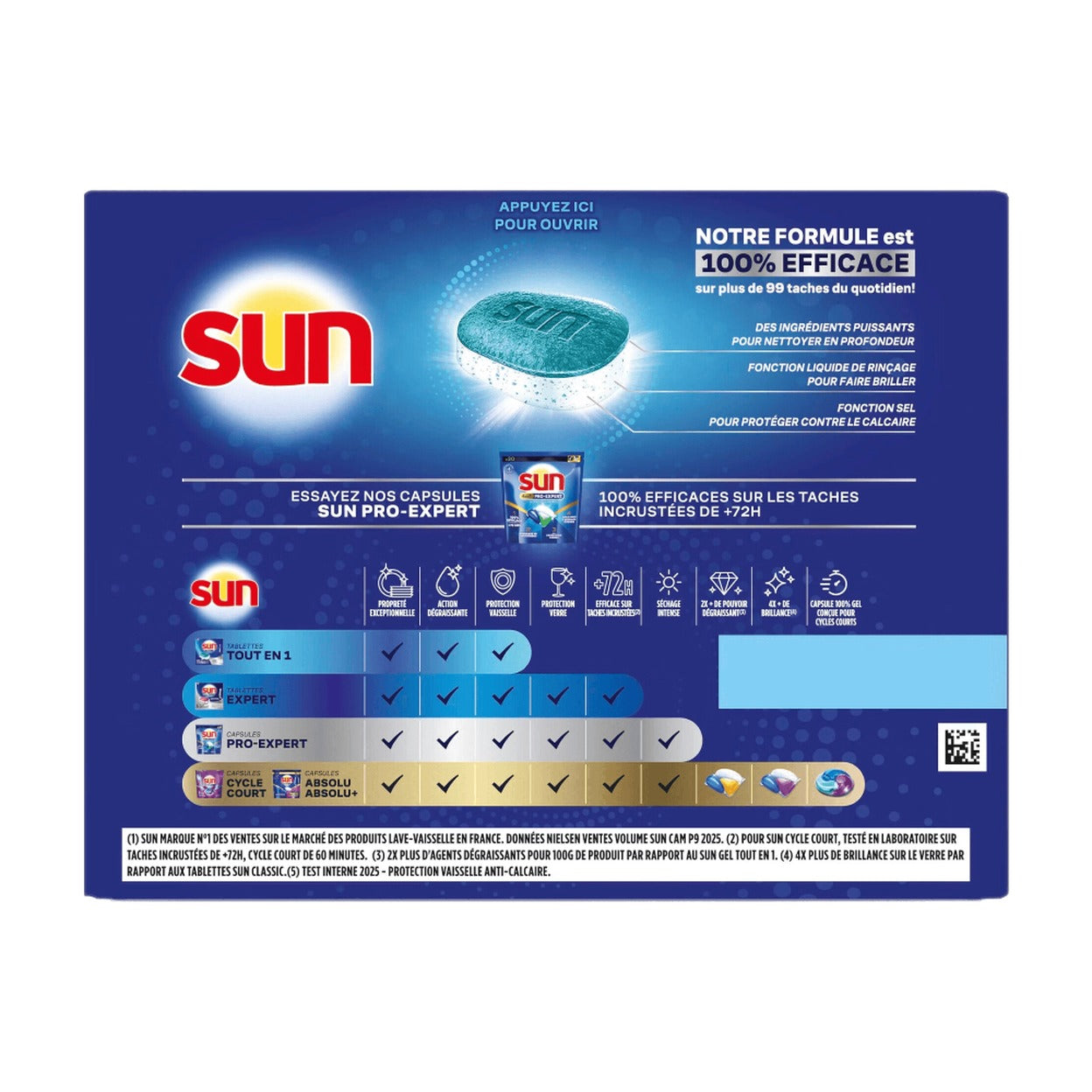 Sun Tout-en-1 Citron Tablettes Lave-Vaisselle Lot de 4 x 32 (= 128 Tablettes)