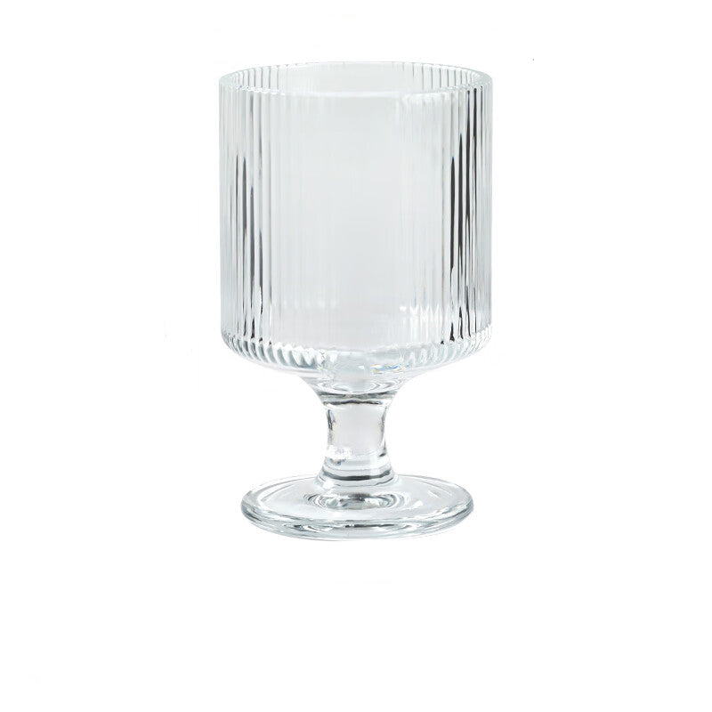 BJ Verres à Vin à Pied 250ml avec Cannelures Verticales, Lot de 2