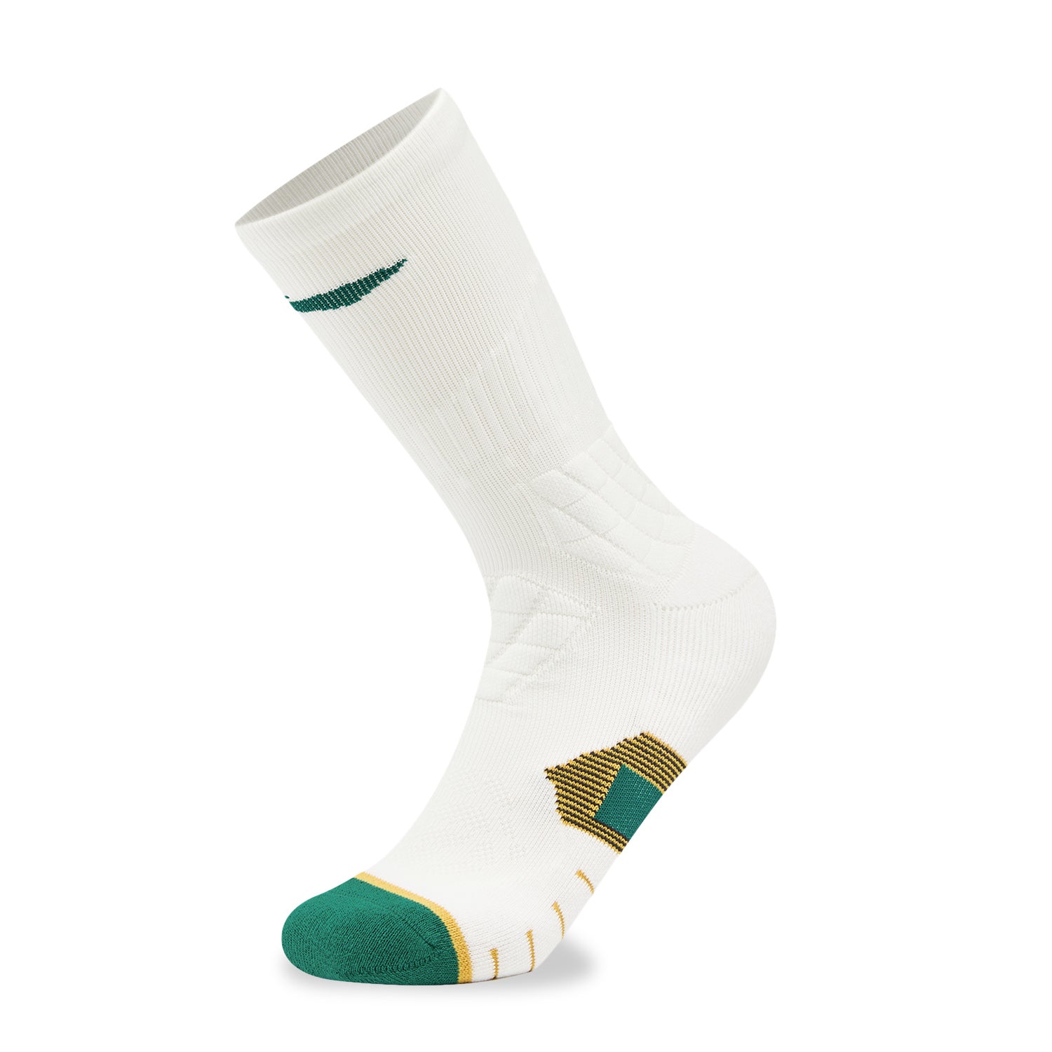 LI-NING Chaussettes mi-longues de basket-ball résistantes, confortables et respirantes blanc laite / vert sable XL