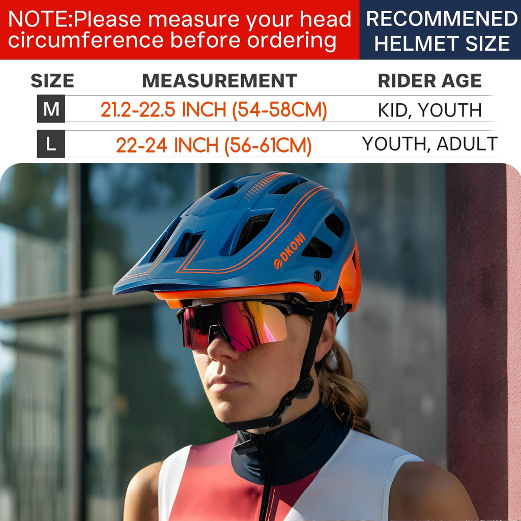 DKONI HS-062 Casque de vélo adulte pour montagne bleu/orange - L 56-61 cm
