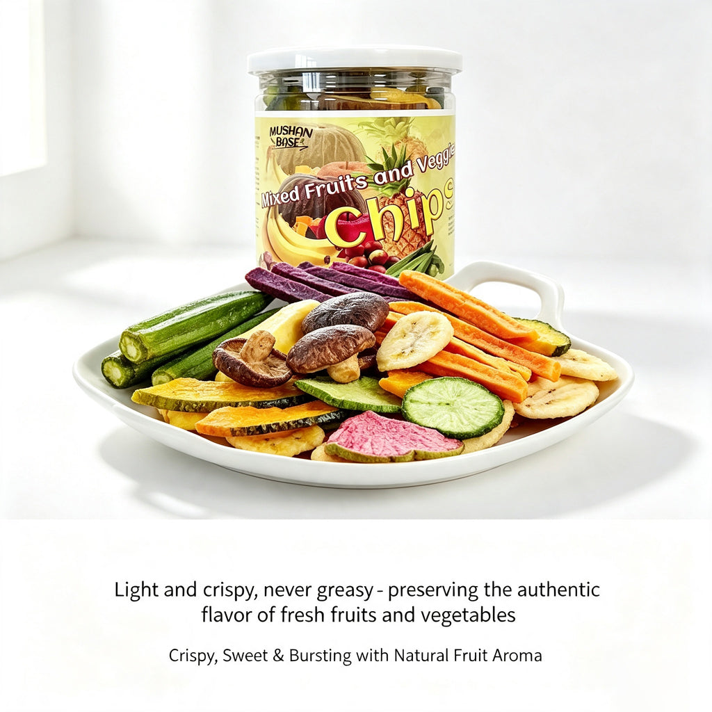 MUSHAN BASE Assortiment de chips de fruits et légumes - 90 g