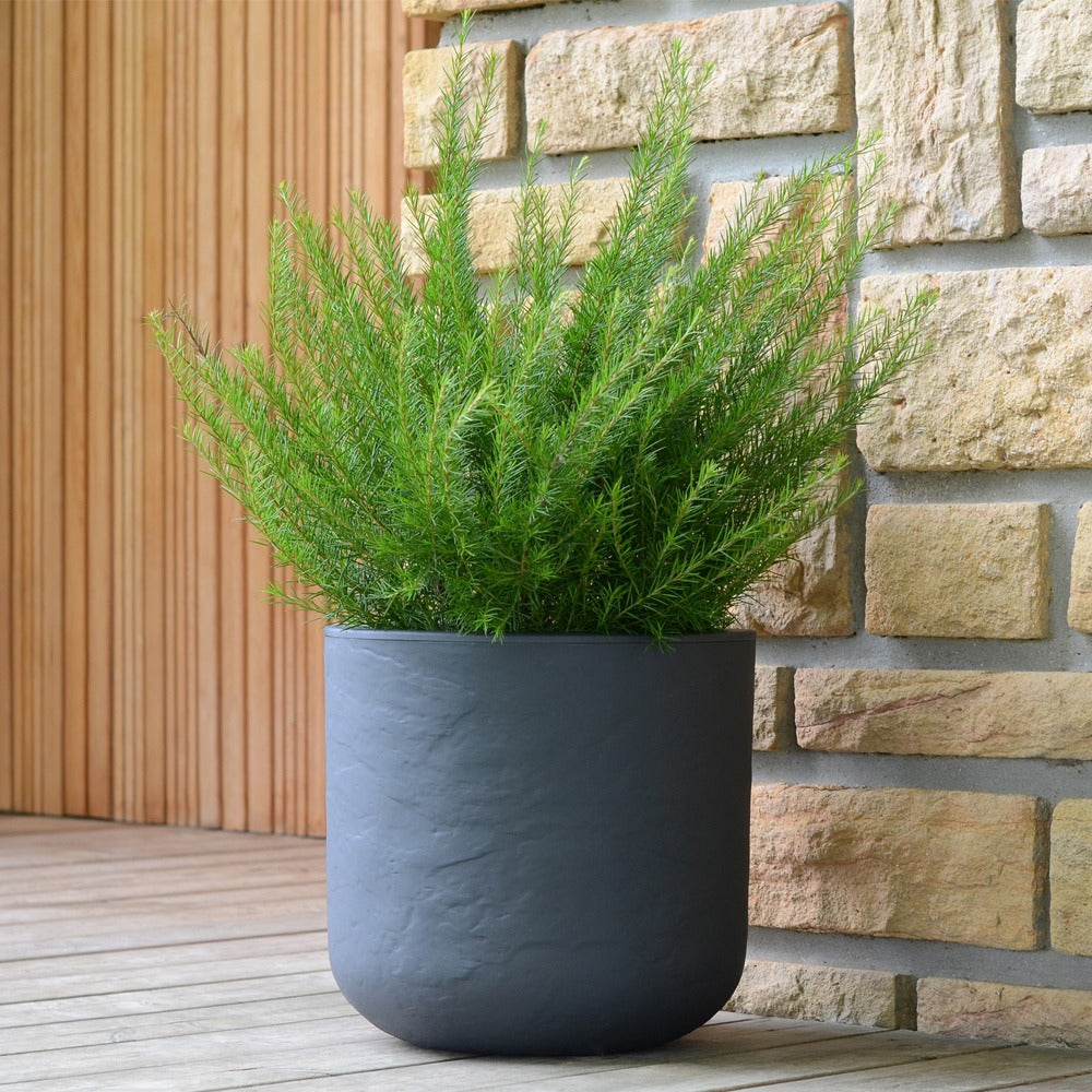 EDA Pot Rond 40 cm VOLCANIA UP Gris anthracite 40 cm Avec zone de rétention d'eau Ø 38,5 x 36,8 cm - Volume 32,5 L
