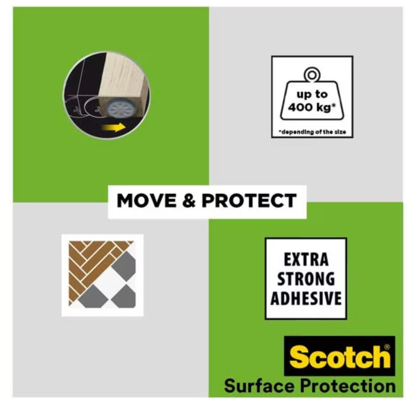 Scotch® Patin glisseur alvéolé adhésif Gris Ø 40 mm