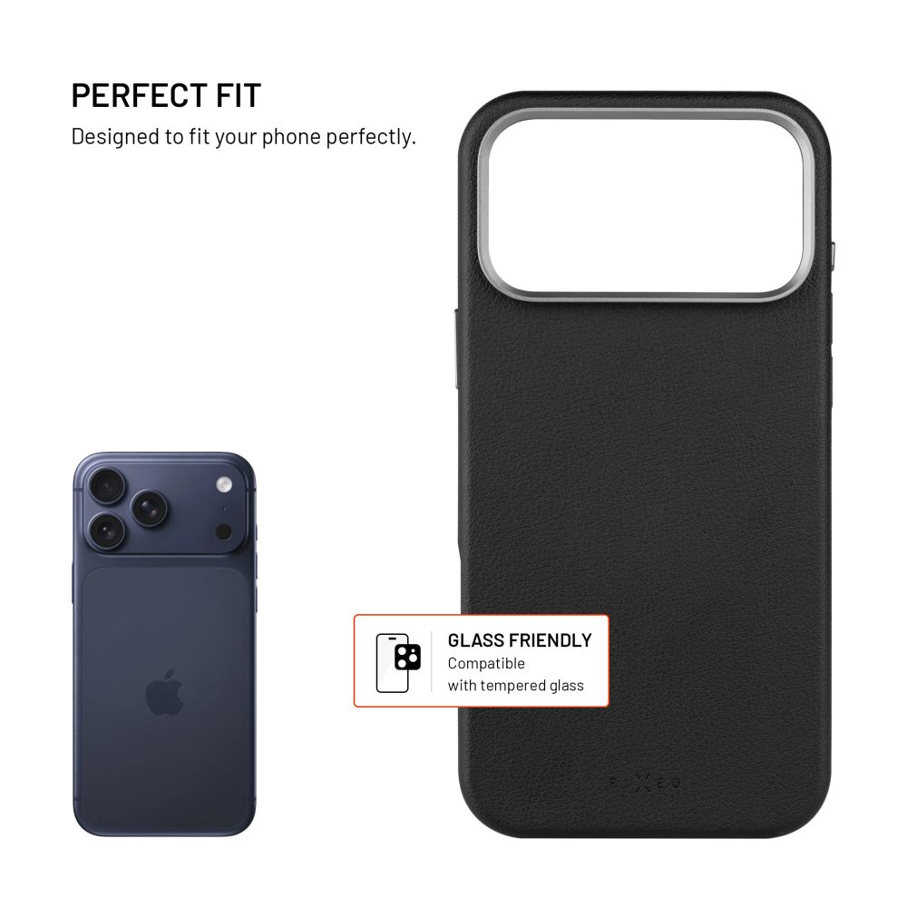 FIXED Coque MagLeather pour Apple iPhone 17 Pro, Noir