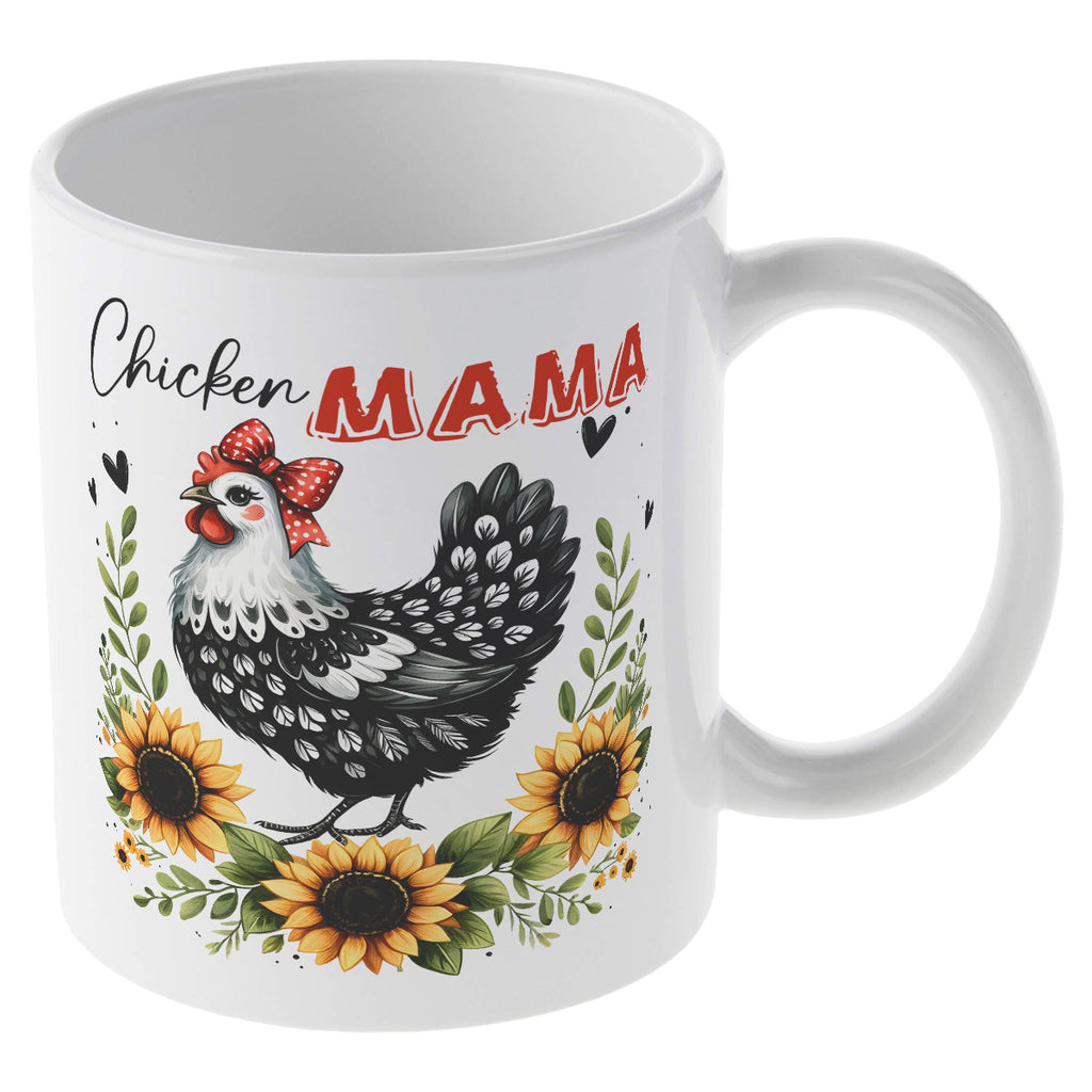 Alphynix 1 pièce mug blanc 11 oz avec motif humoristique « Maman poule » style maison de campagne et nœud rouge, cadeau unique et humoristique de Noël ou d’Action de grâce
