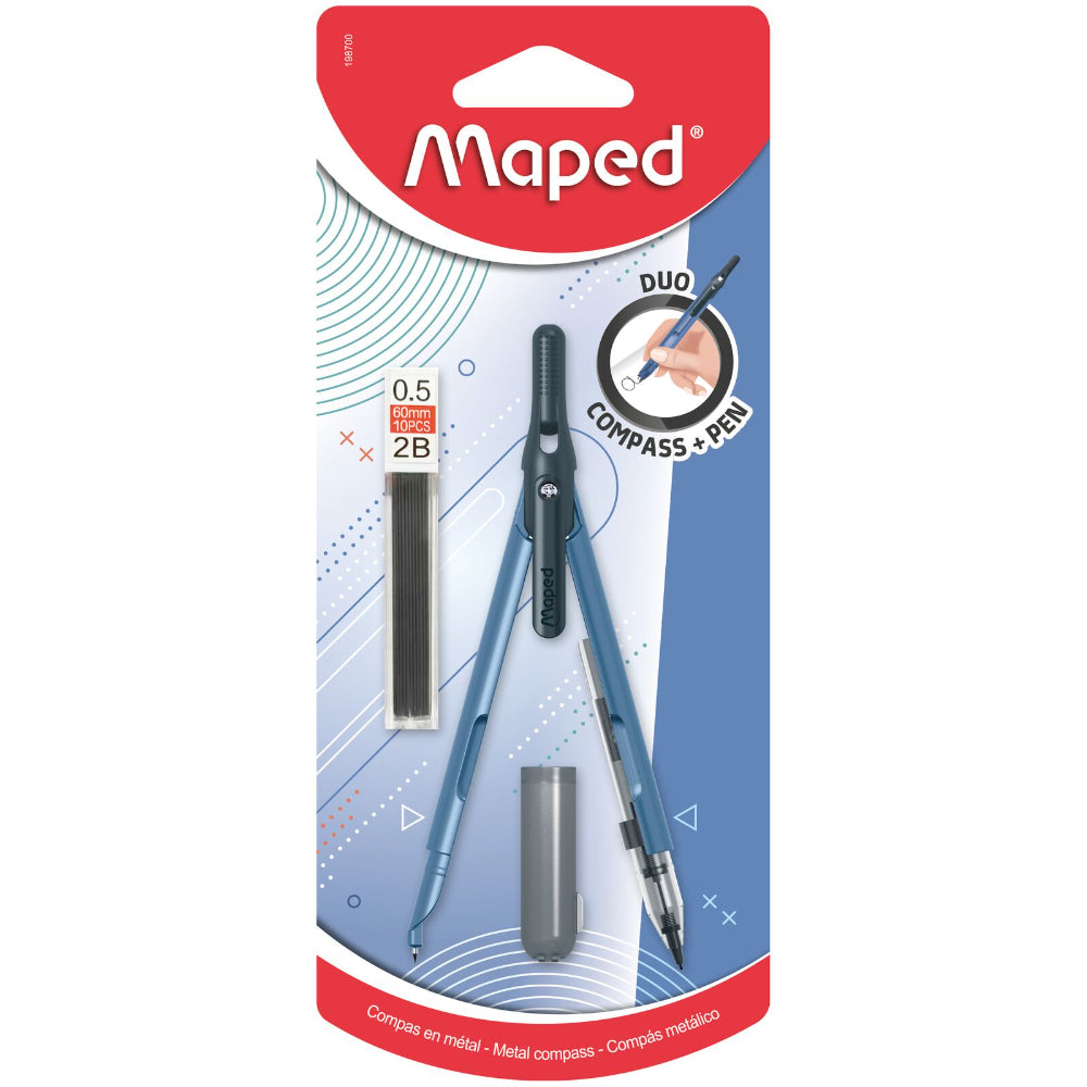 Maped Compas Crayon Mine Automatique Capuchon de Protection 3 Couleurs