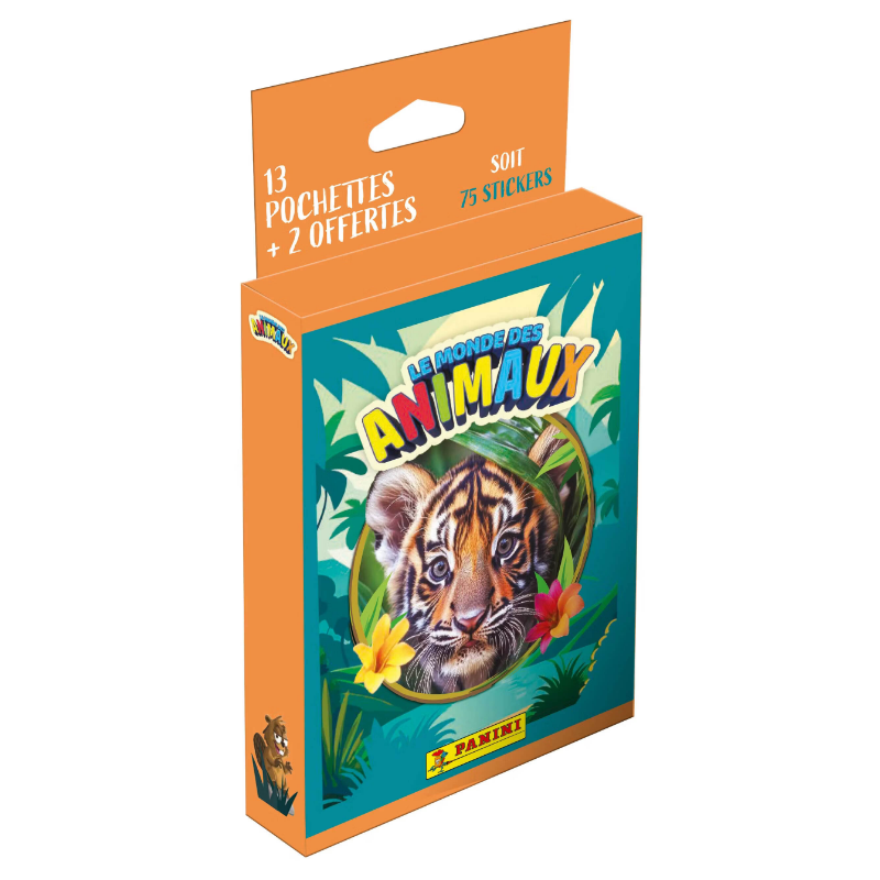 PANINI LE MONDE DES ANIMAUX Blister 13 pochettes + 2 offertes