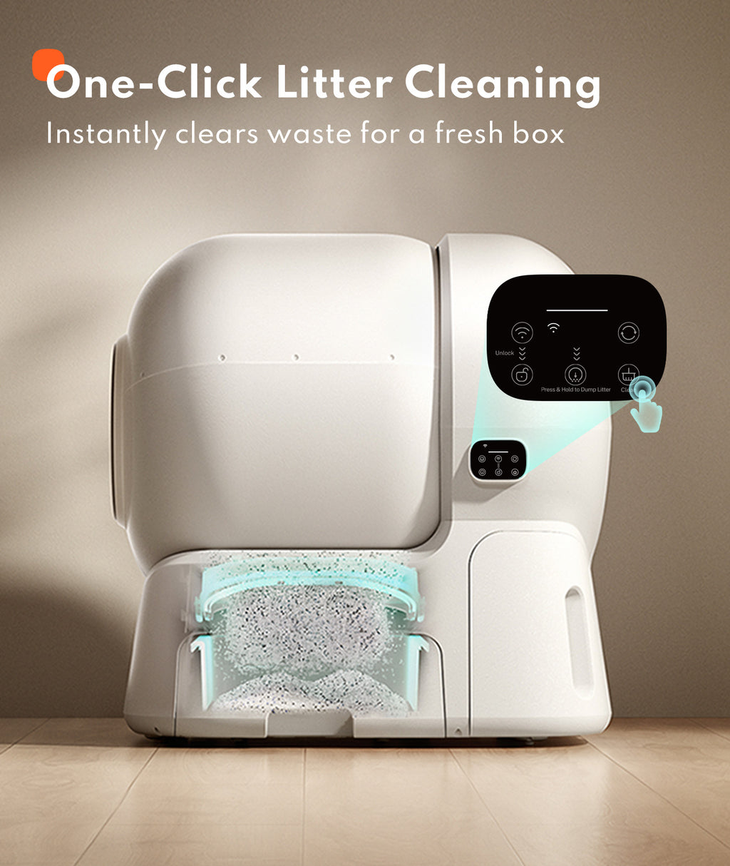 Homerunpet Bac à litière intelligent entièrement automatique CS106, XL (106 L), Recharge automatique, Conception sûre anti-écrasement, Convient aux chats de 10 kg et aux grands chats