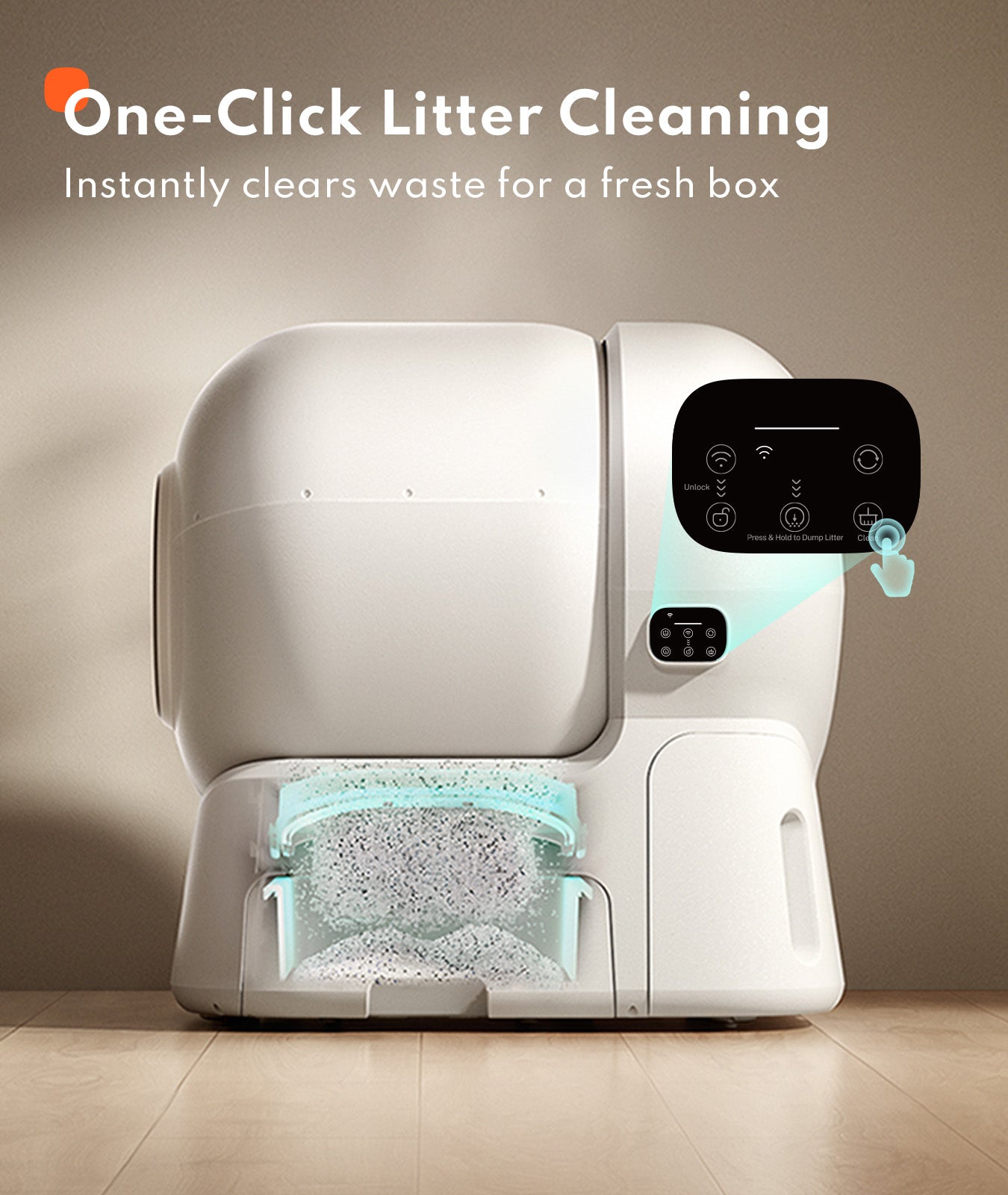 Homerunpet Bac à litière intelligent entièrement automatique CS106, XL (106 L), Recharge automatique, Conception sûre anti-écrasement, Convient aux chats de 10 kg et aux grands chats
