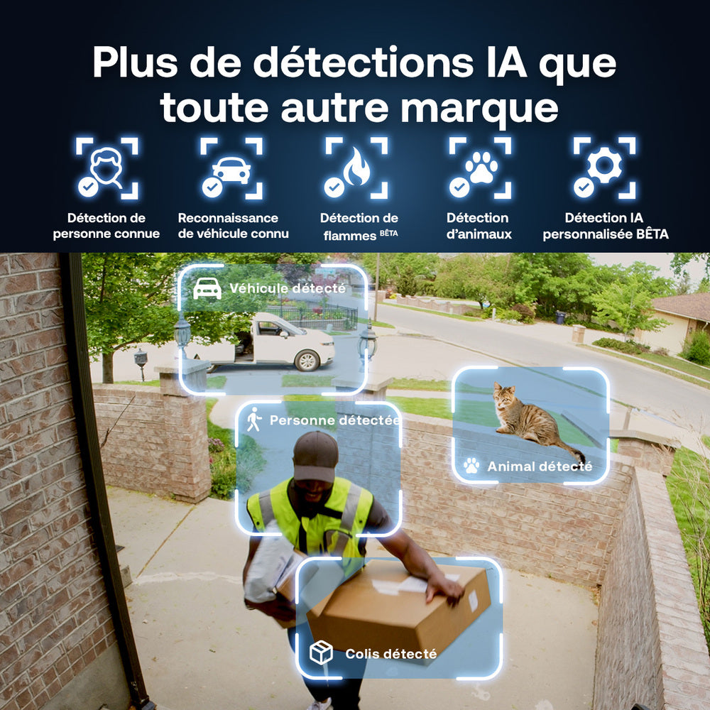 Arlo VMC5250-111EUS Caméra de Sécurité extérieure Ultra 3 4K WiFi sans Fil, Kit de 2 Caméras + Panneau Solaire et Smarthub, Détection par IA, Vision Nocturne Couleur, Compatible avec Alexa