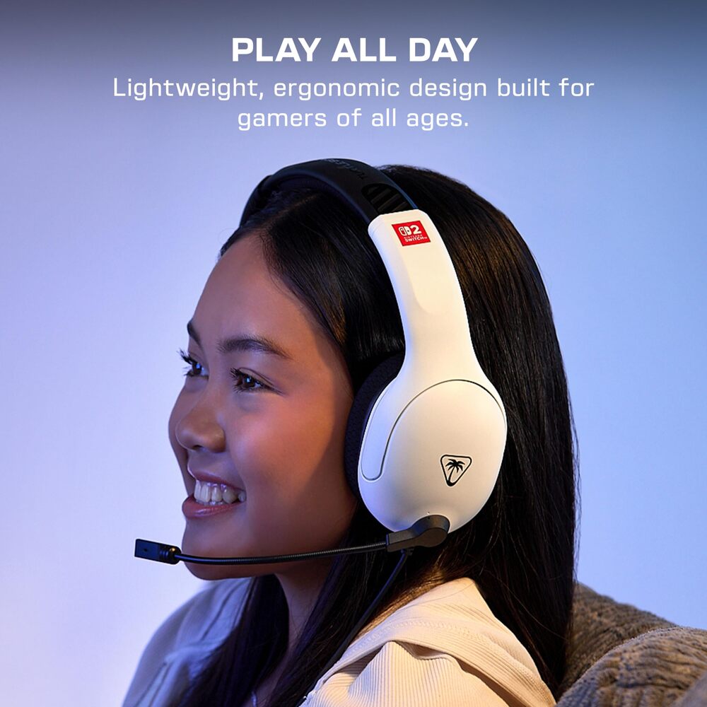 TURTLE BEACH Airlite Fit Casque Gaming Filaire (Prise 3.5mm) - Micro Muet par Basculement - Nintendo Switch 2, Switch, Switch OLED, Switch Lite, PC & Mobile - Noir/Blanc