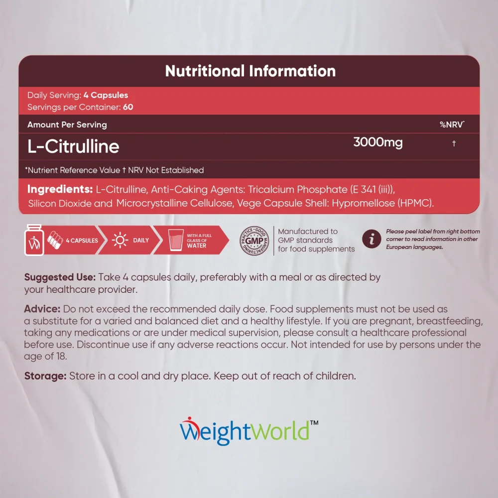 WeightWorld L-Citrulline 3000 mg 240 gélules