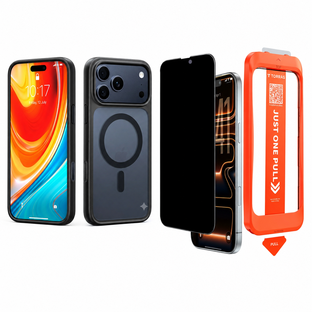 TORRAS iPhone 17 Pro Max Black Magnetic Case + Black Privacy Screen Protector, Protection Bundle