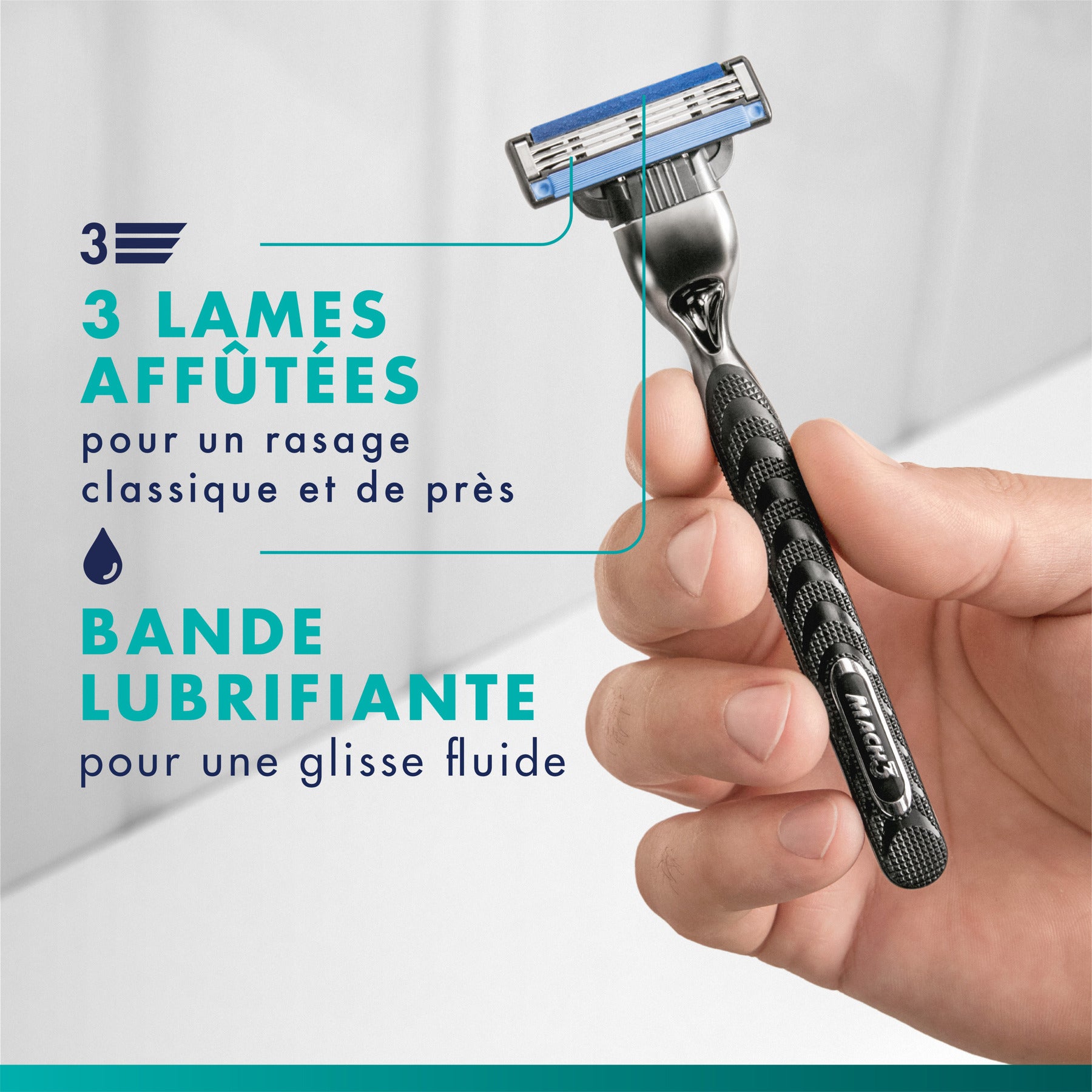 Gillette Mach3 Recharges De Lames De Rasoir pour Homme, À 3 Lames, 6 Recharges De Lames, Lames Plus Résistantes Que L’Acier