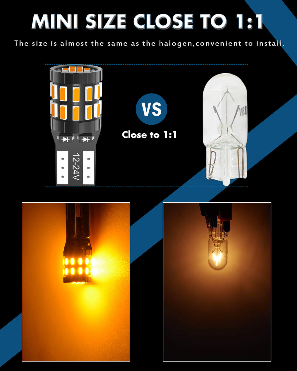 Katur 194 T10 W5W 501 168 Ampoule LED très brillante Jaune ambré 12-24 V Compatible bus CAN sans erreur Remplacement pour plafonnier liseuse éclairage de porte éclairage de courtoisie