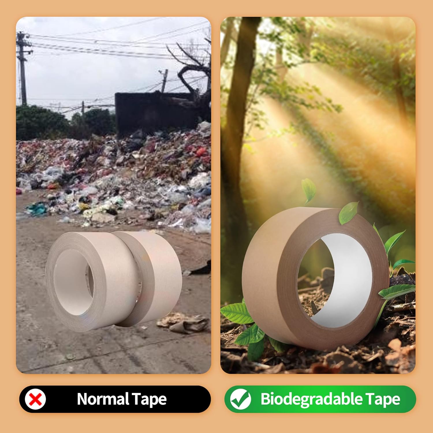Ruban de papier kraft écologique TAPEBEAR, Ruban de papier kraft biodégradable, Ruban de conditionnement recyclable et inscriptible