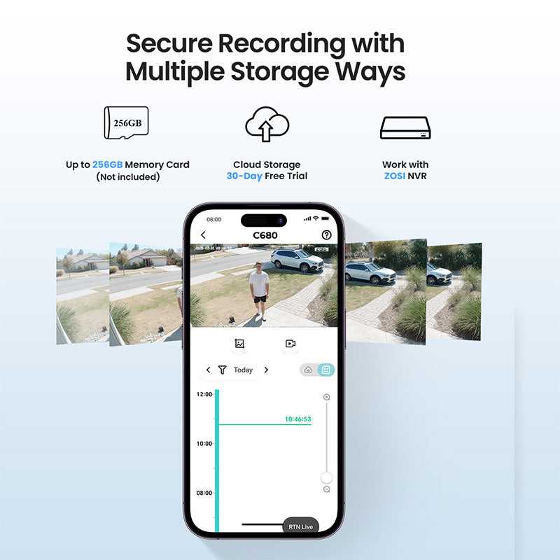 ZOSI Caméra de sécurité Wi‑Fi pour la maison C680, 3 MP, 2K, caméra de sécurité pour fenêtre, vision nocturne en couleur, fixation sur prise intérieure