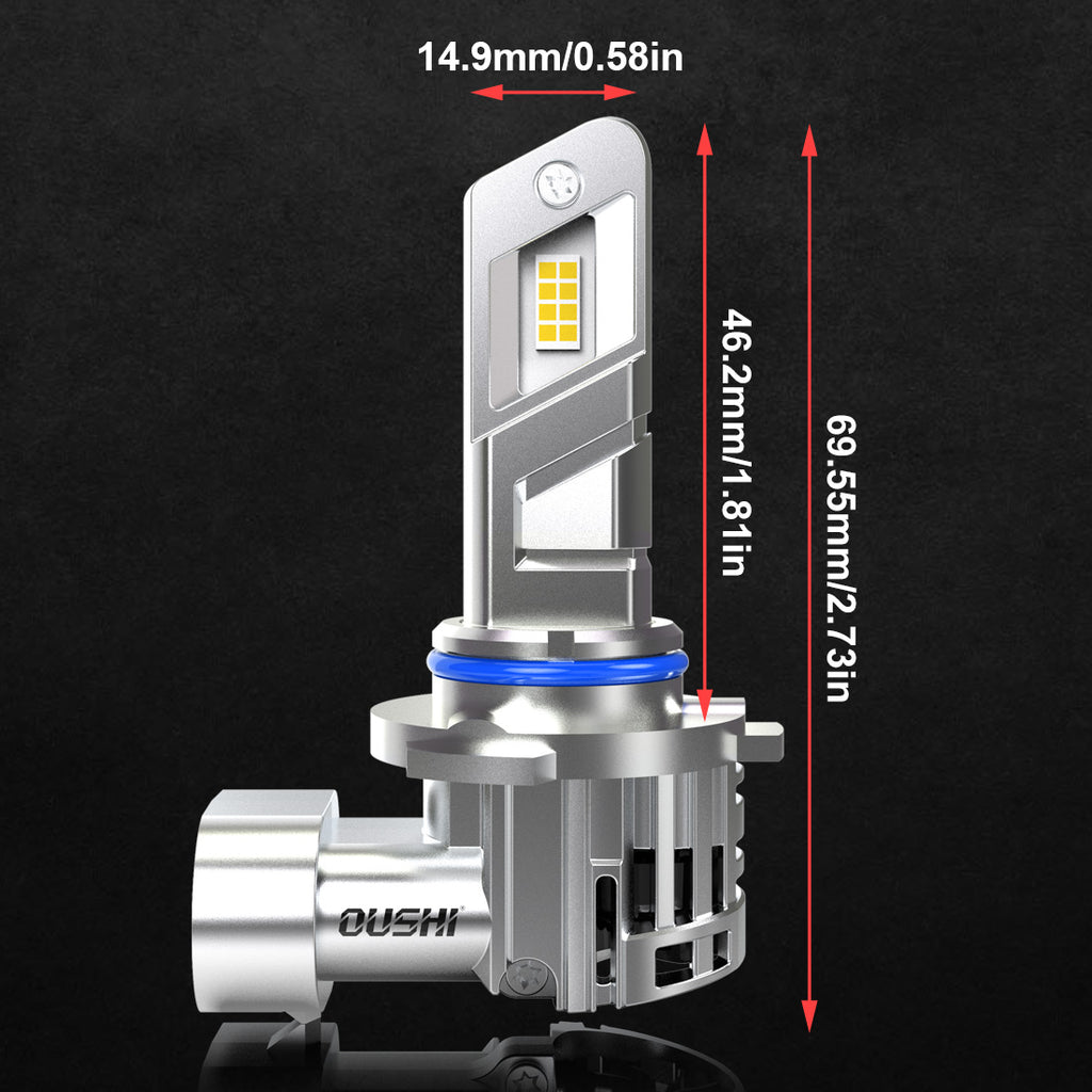 OUSHI HB4 - Ampoules LED de phare, améliorées de 600 %, blanc xénon 6500 K, format 1:1 mini, HB4 LED, 30 000 lm, plug-and-play, équivalent 9006, lot de 2