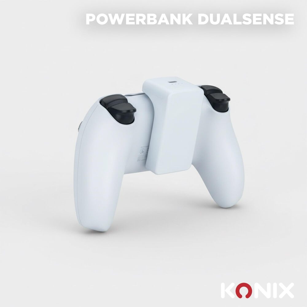 Konix Batterie externe pour manette DualSense PS5 - Indicateur de charge LED - 10 modes d'éclairage RVB - Noir